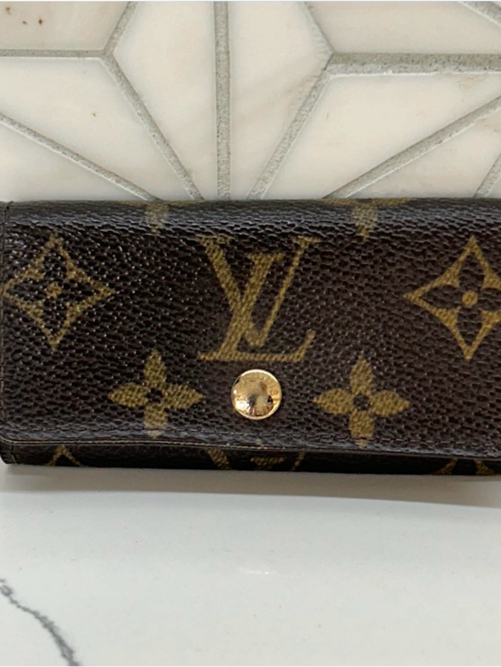 Louis Vuitton Monogram Canvas Key Pouch in Brown with Gold Hardware